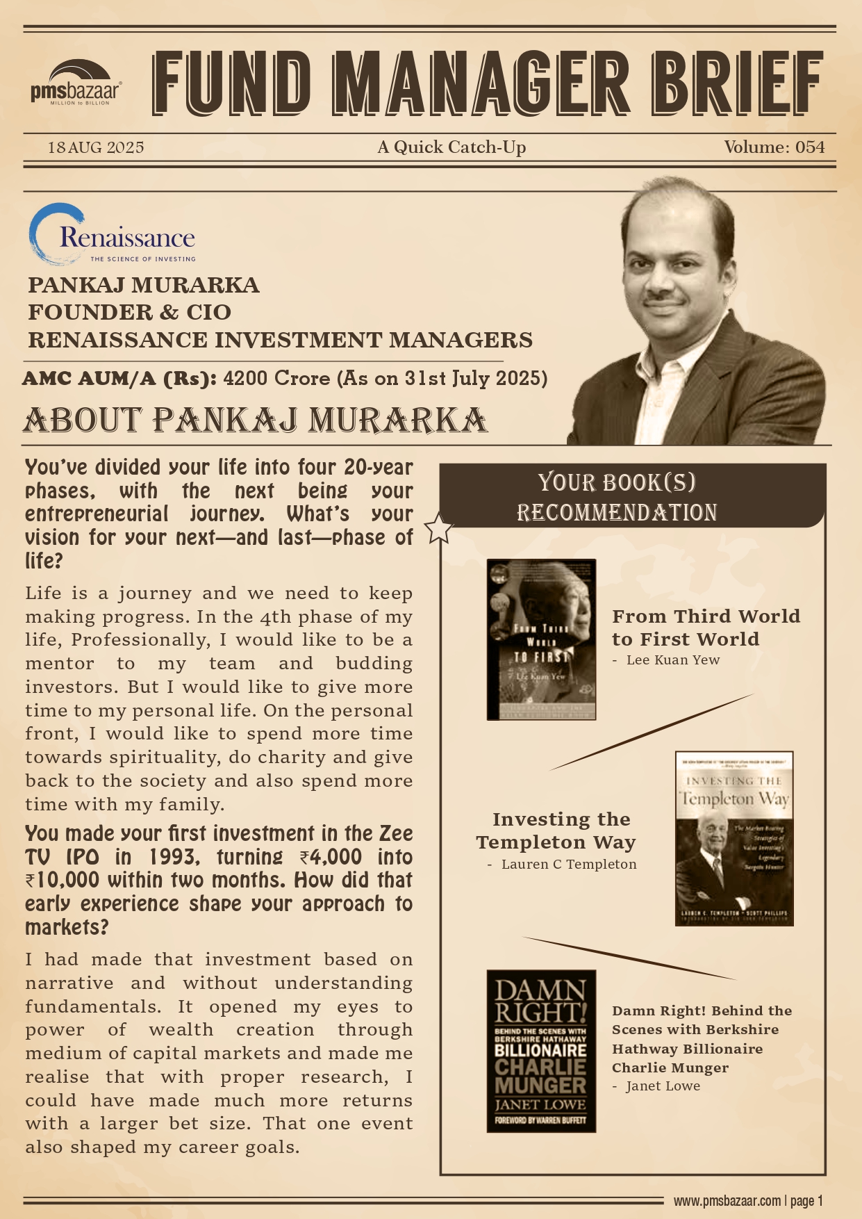 PMSBazaar Fund Manager Brief Vol 54
