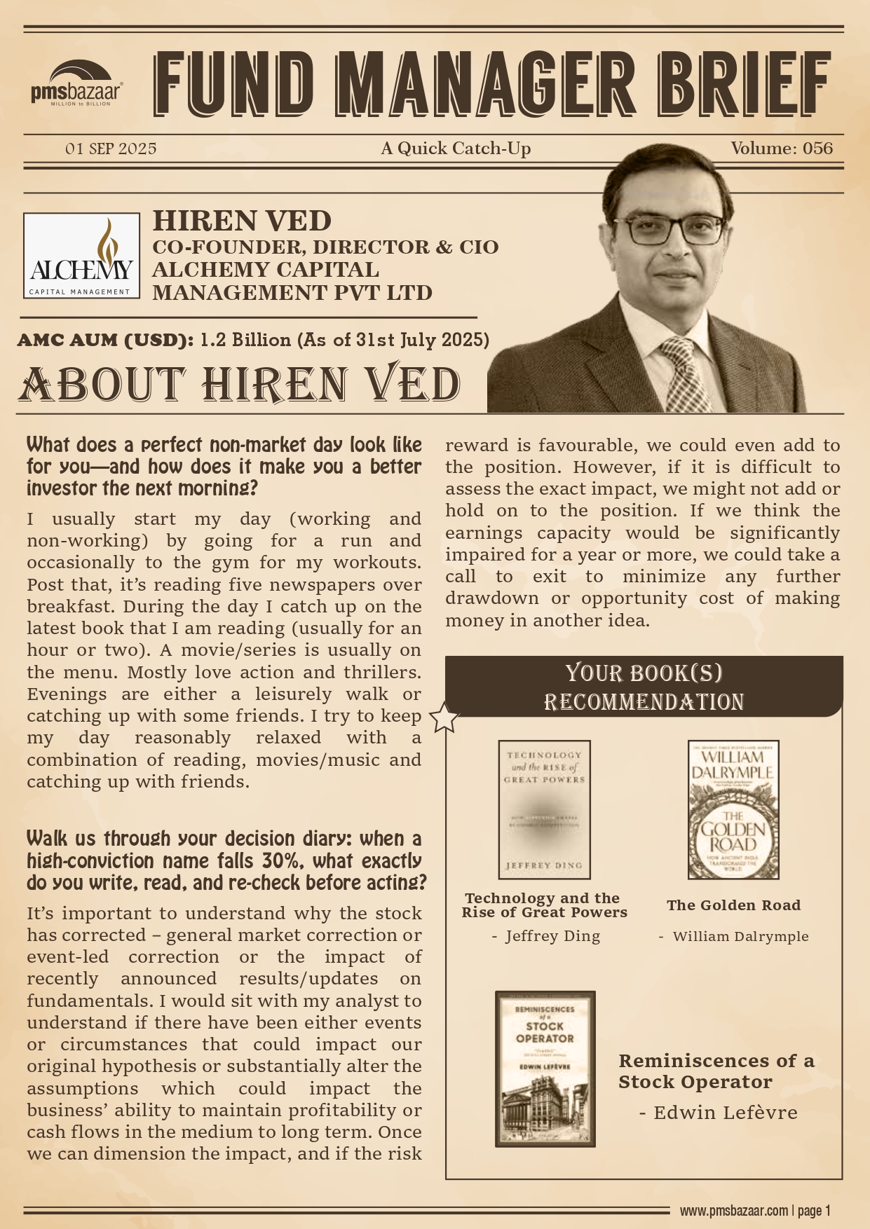 PMSBazaar Fund Manager Brief Vol 56