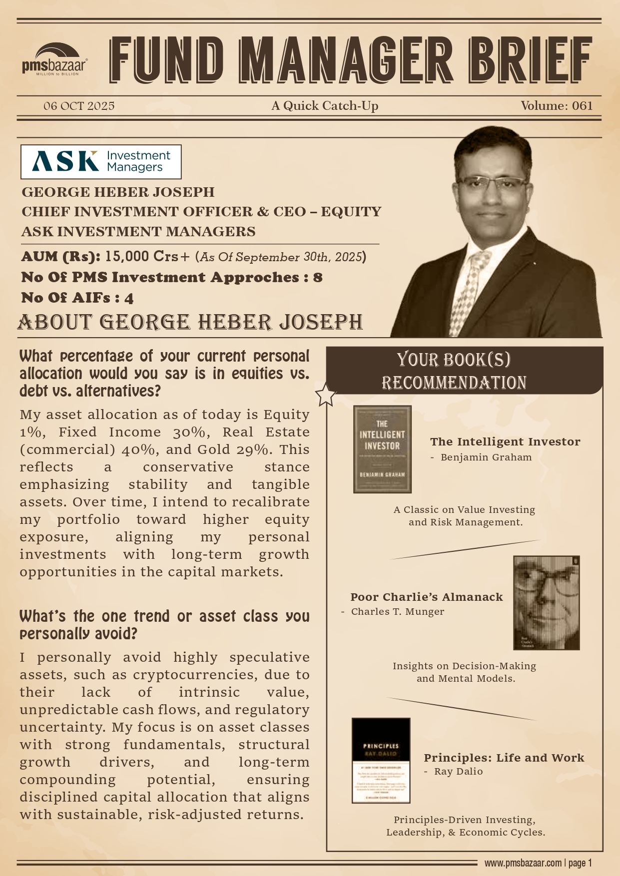 PMSBazaar Fund Manager Brief Vol 61