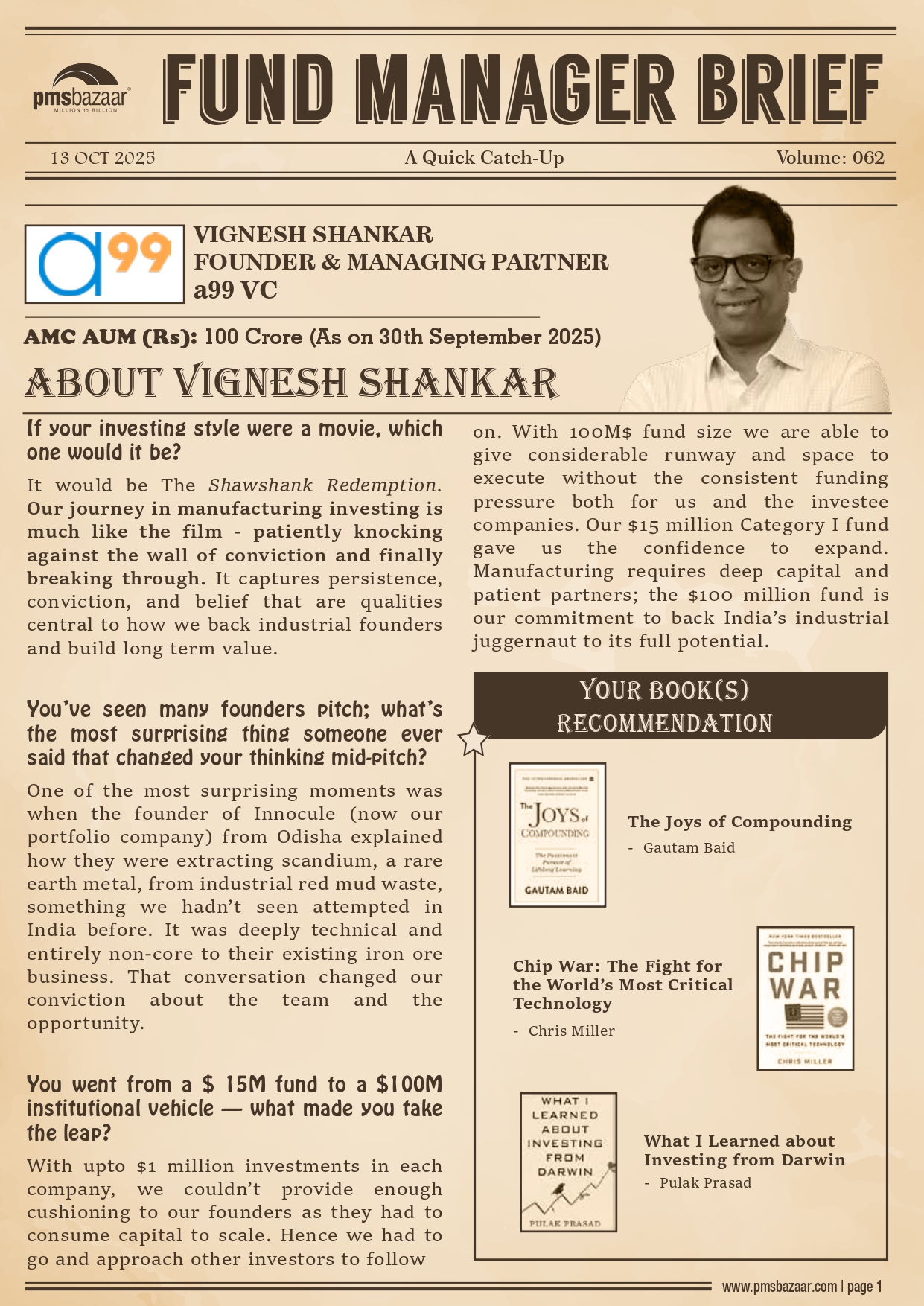 PMSBazaar Fund Manager Brief Vol 62