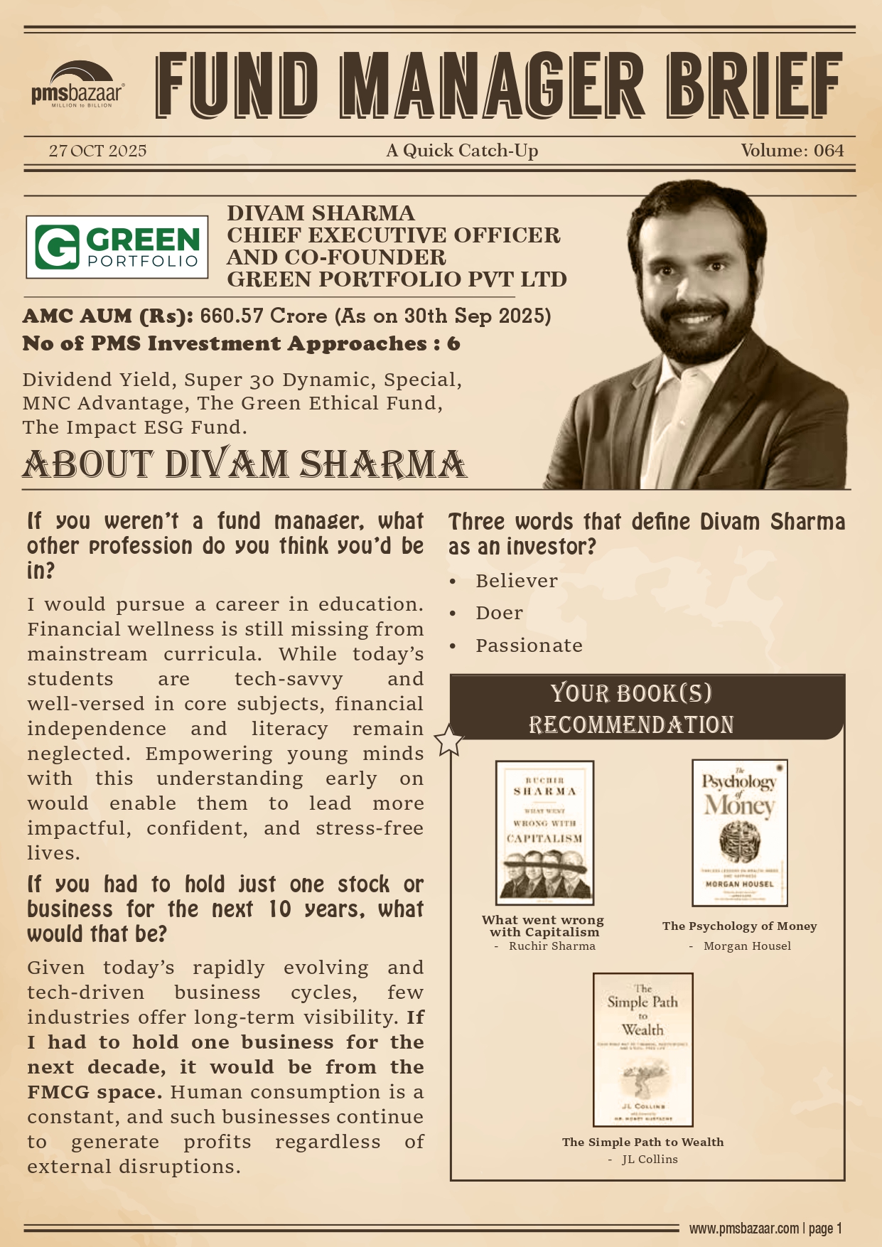 PMSBazaar Fund Manager Brief Vol 64