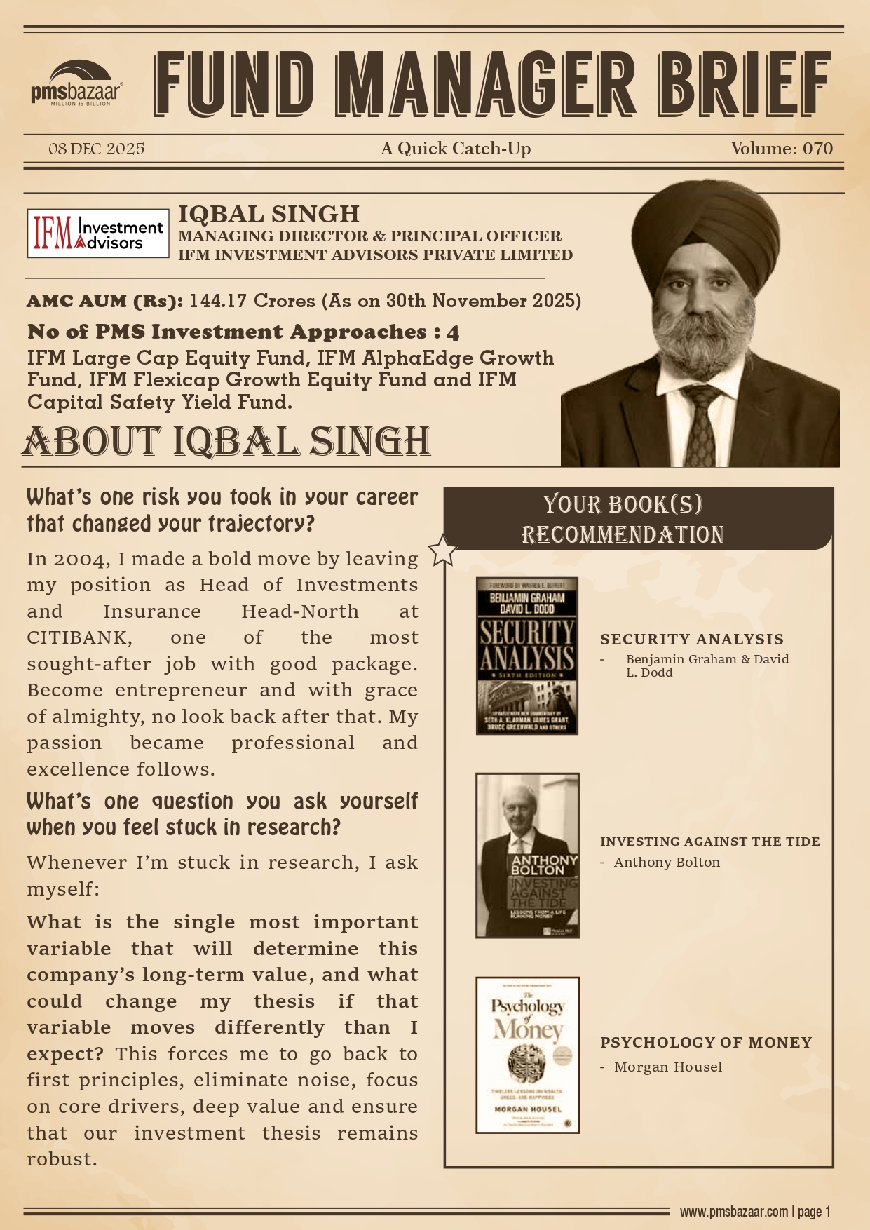 PMSBazaar Fund Manager Brief Vol 70