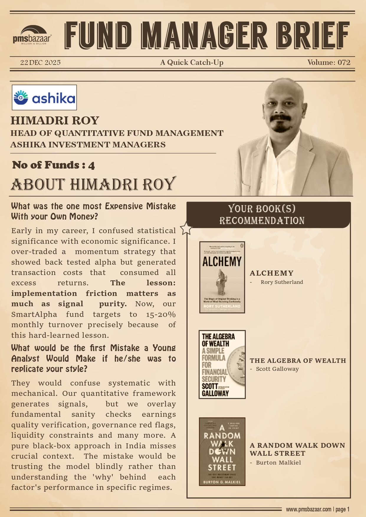 PMSBazaar Fund Manager Brief Vol 72