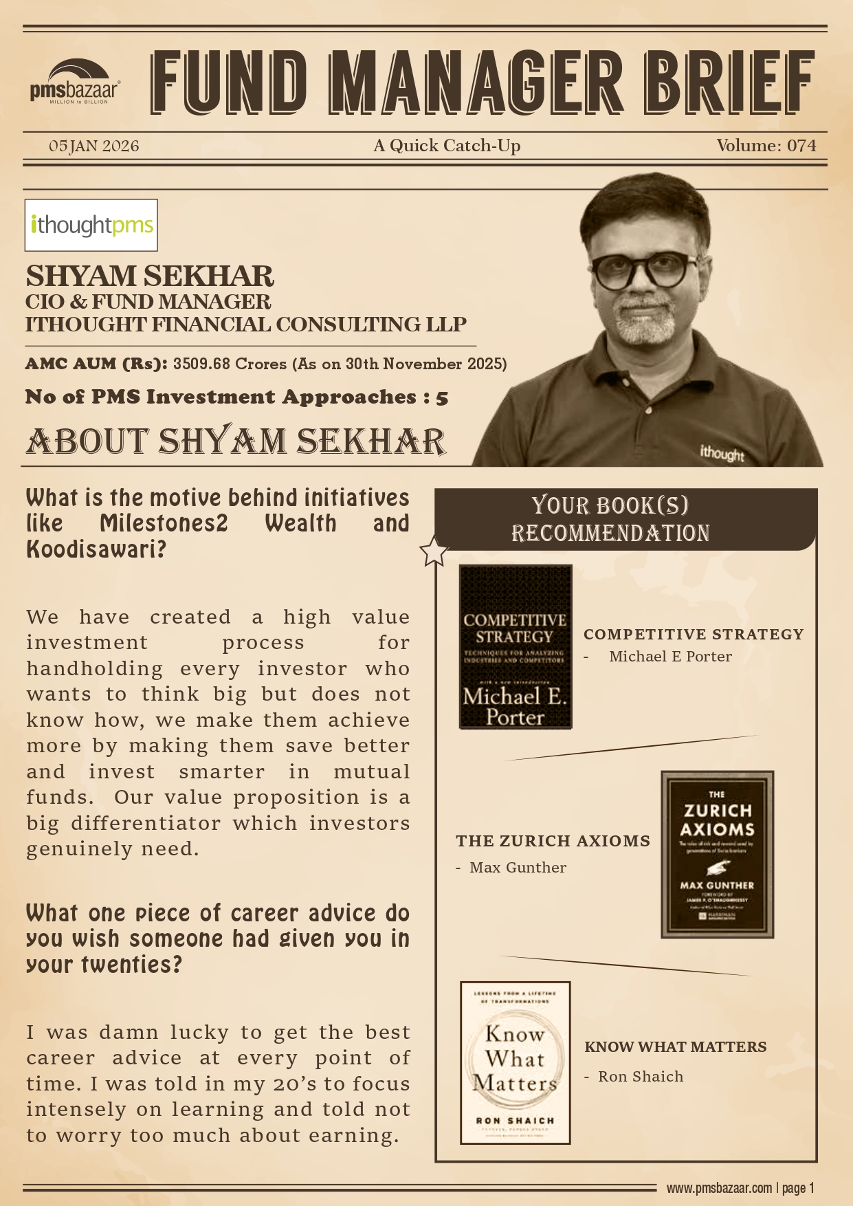 PMSBazaar Fund Manager Brief Vol 74