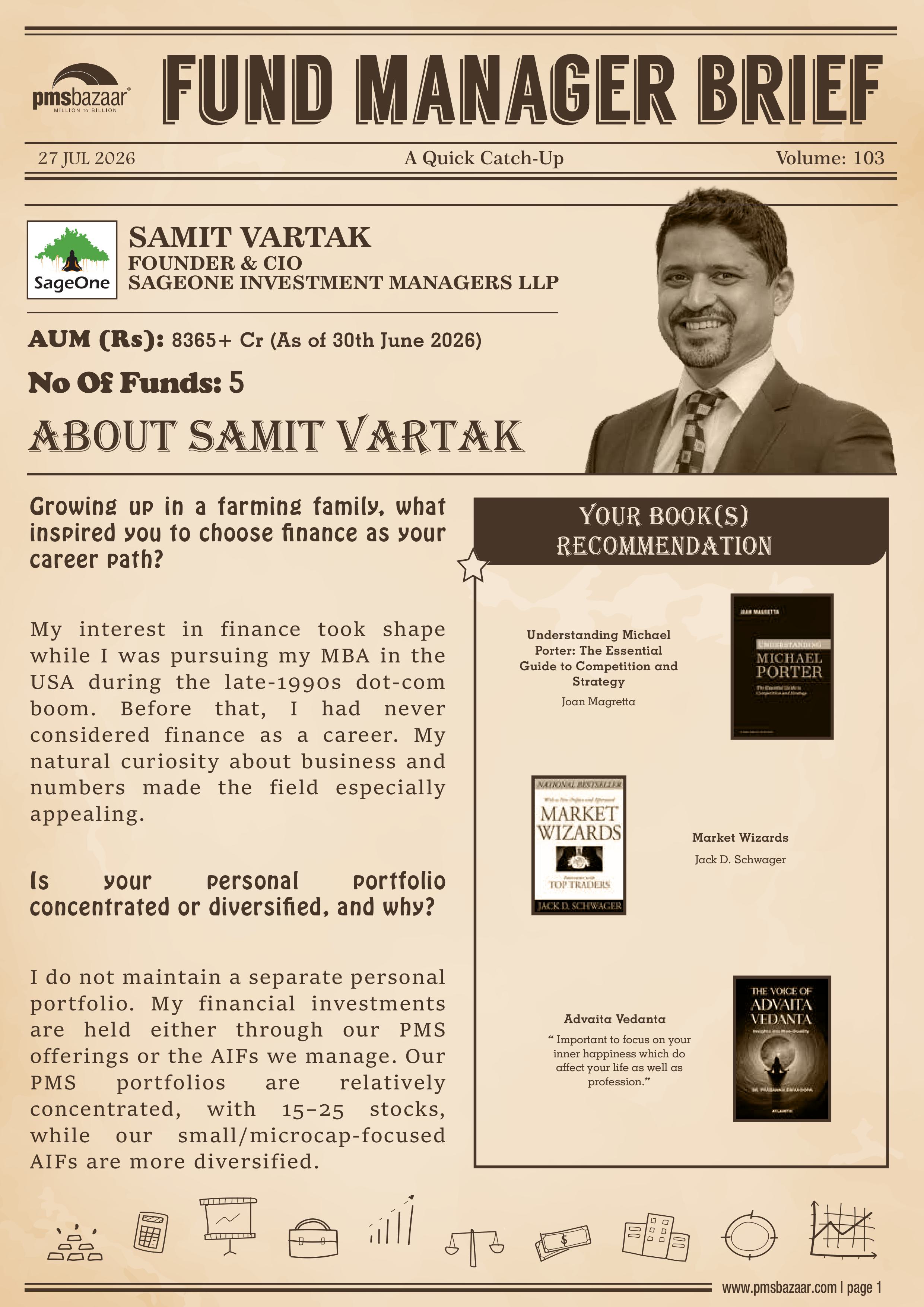 pmsbazaar fund manager brief Vol 103