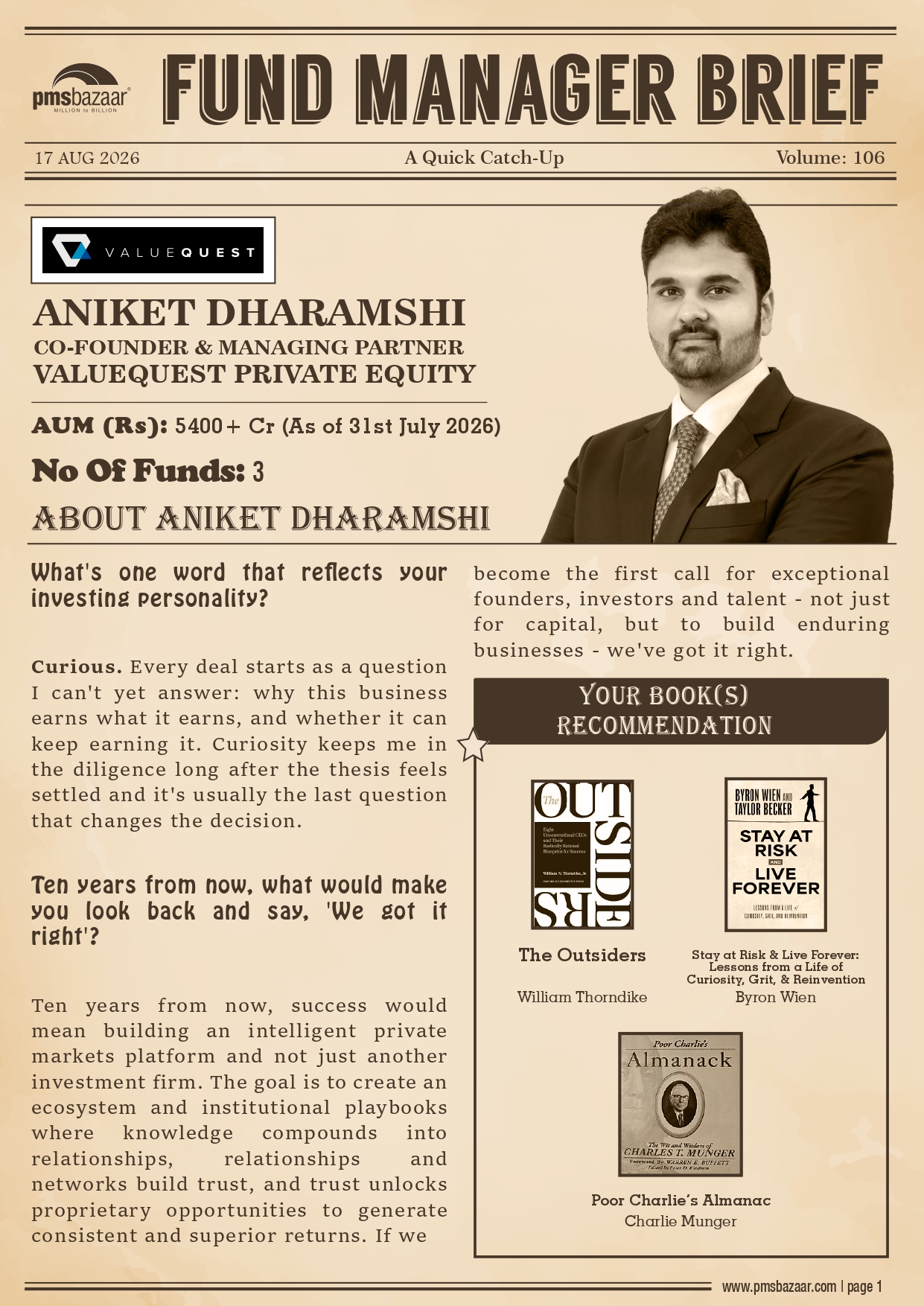 pmsbazaar fund manager brief vol 106