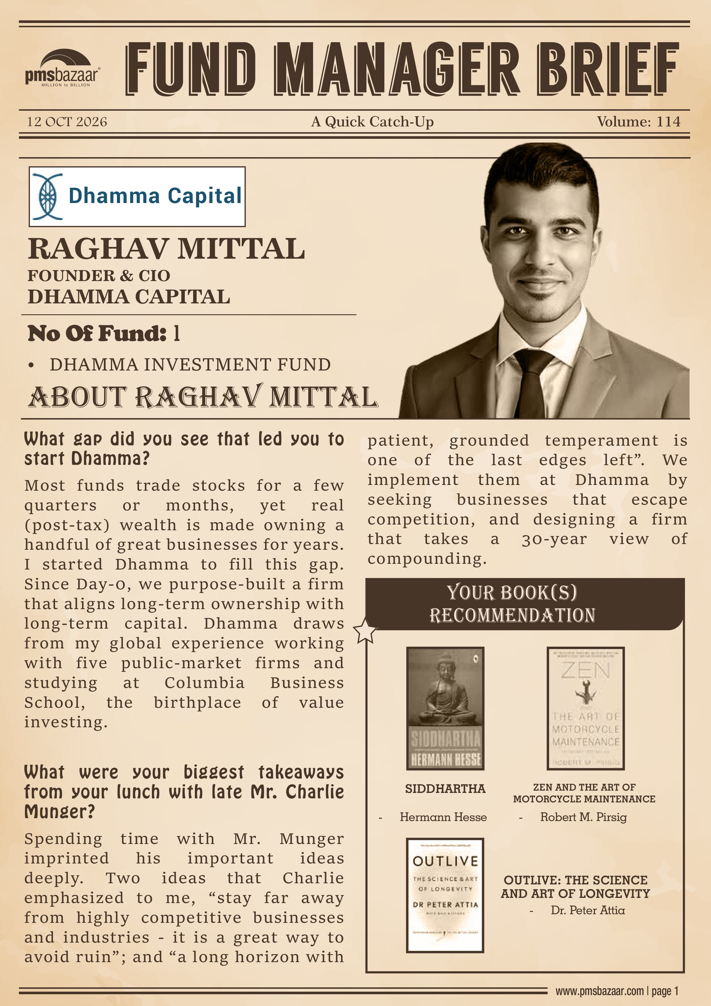 PMSBazaar Fund Manager Brief Vol 114