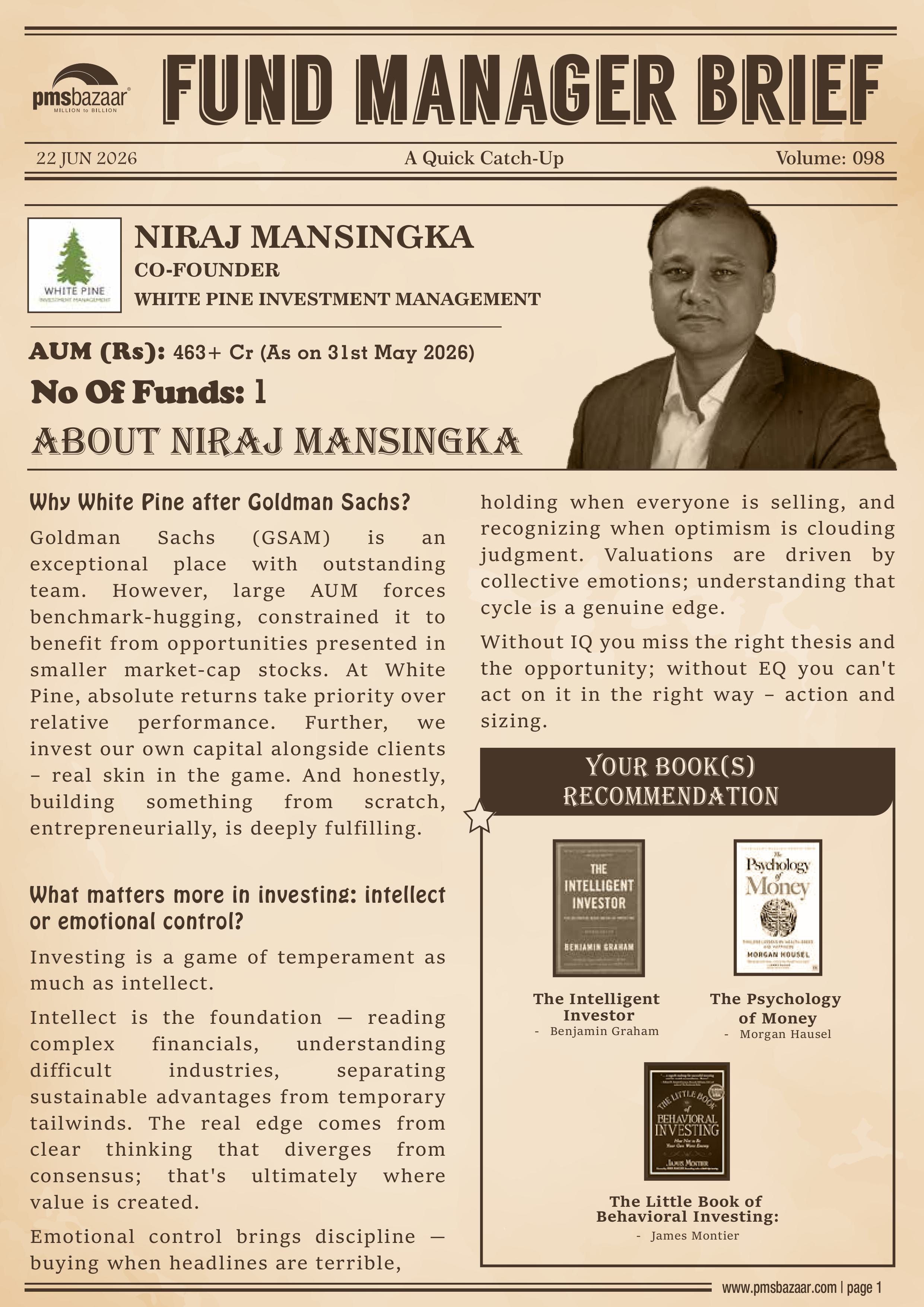 pmsbazaar fund manager brief vol 98
